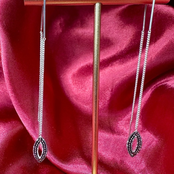 Delicate Charles Winston 925 Sterling Silver Marcasite Threader Earrings - Picture 10 of 15